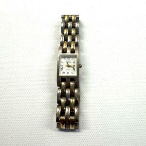 Anne Klein Gold Tone and Silver Tone WATCH with Roman Numerals. Art Deco Style.